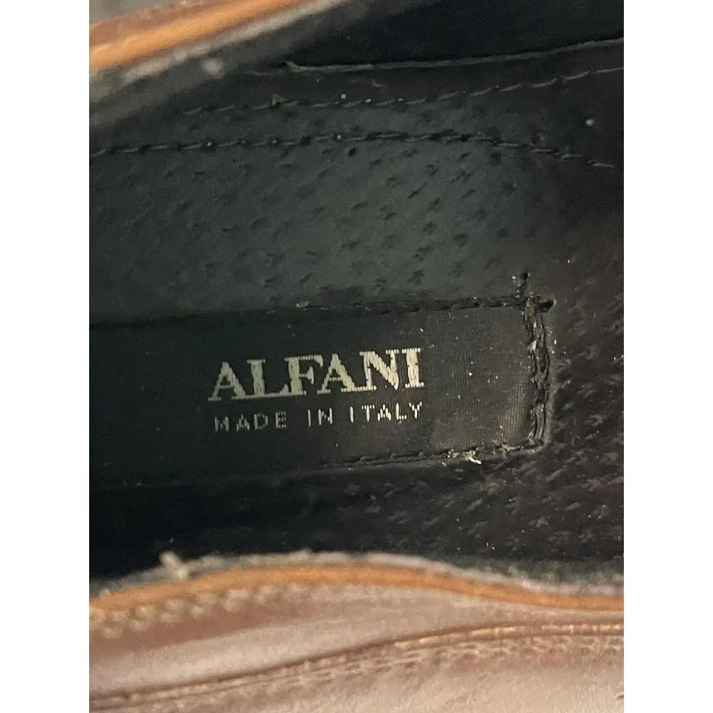 ALFANI men's Italian leather‎ Pablo Brown top rubber sole shoes Size 11. S -317